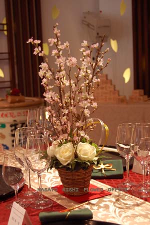 桜の婚礼装花。