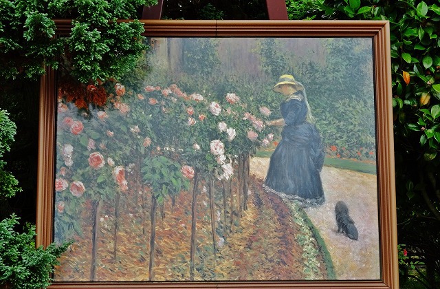 庭の薔薇の陶板画