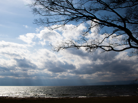 春の風、波高し（長浜・琵琶湖）