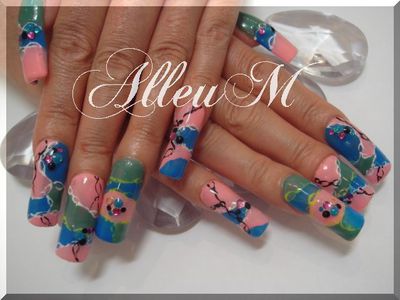 ハンドアクリルスカルプチュア&フットジェルネイル～楽しい配色・アートネイル☆