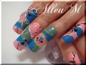 ハンドアクリルスカルプチュア&フットジェルネイル～楽しい配色・アートネイル☆