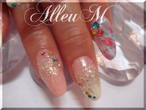 ハンドアクリルスカルプチュア&フットソフトジェル～カラフルピーコック☆