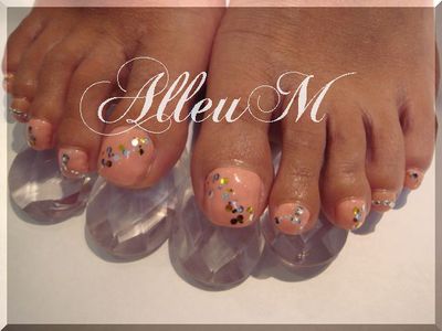ハンドアクリルスカルプチュア&フットソフトジェル～ヌーディーカラー　ネイル☆