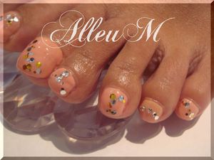 ハンドアクリルスカルプチュア&フットソフトジェル～ヌーディーカラー　ネイル☆