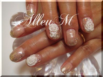 ソフトジェル～エンボス薔薇ネイル☆