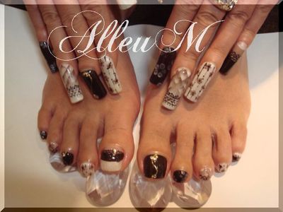 ハンドアクリルスカルプチュア&フットソフトジェル～トータルコーディネート☆