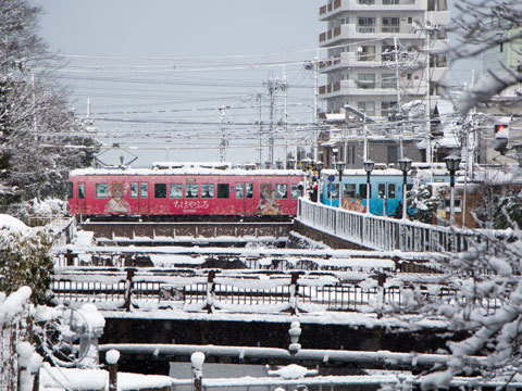 京阪電車の雪遊び　（びわこ浜大津・京阪石山坂本線）